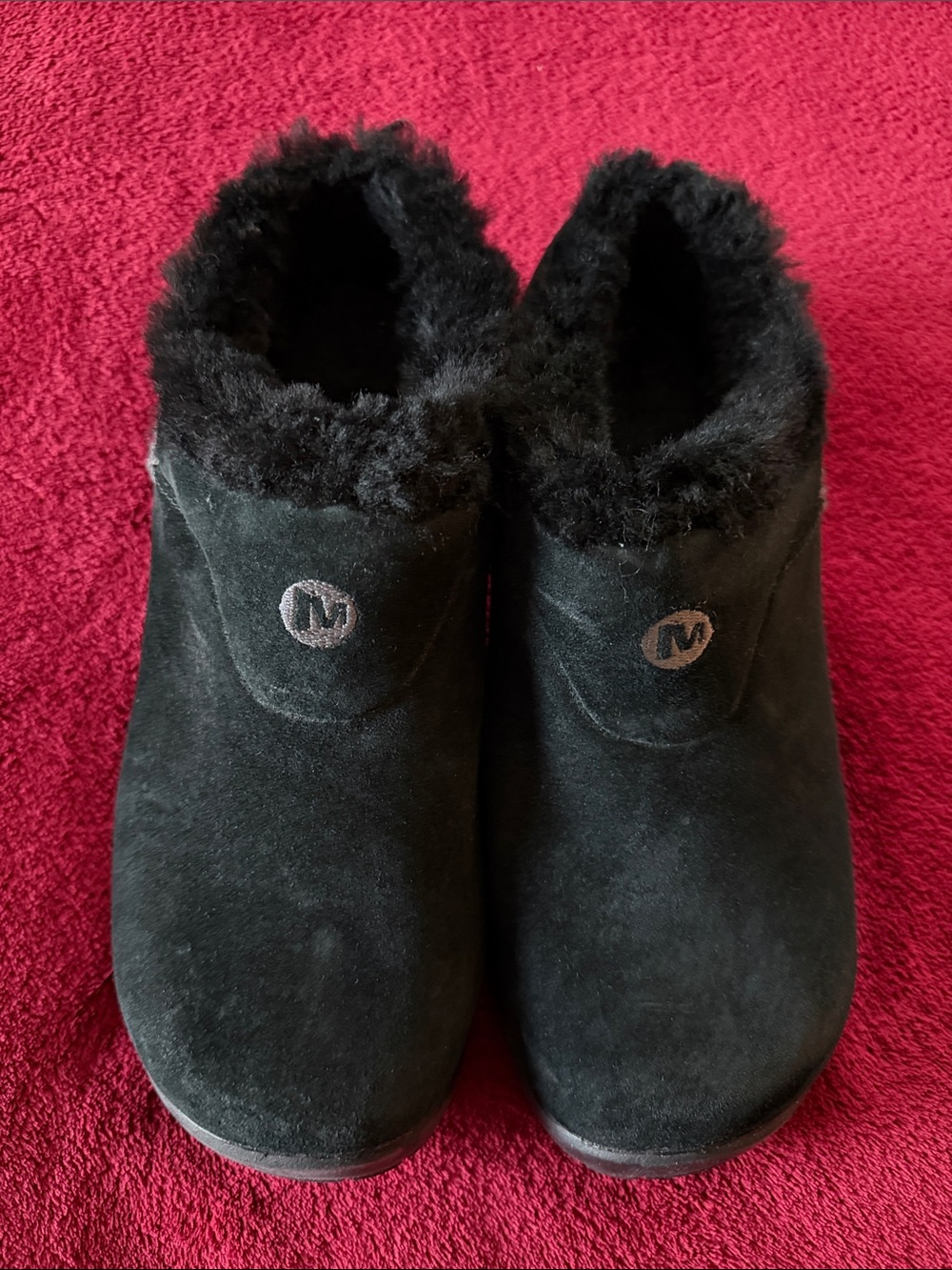 Black Shearling-Lined Slip-On Women's Mules